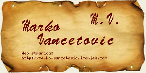 Marko Vančetović vizit kartica